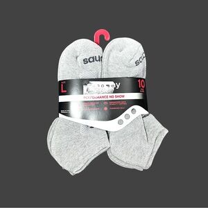 Saucony Legacy Mens No-Show Grey Socks 10-pack Below the Ankle Sz L 8-12